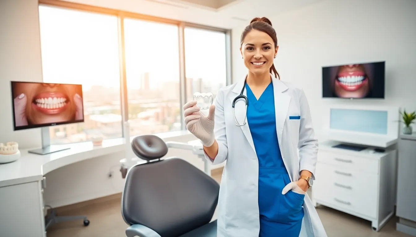 dentist showing dental veneer in a modern perth clinic